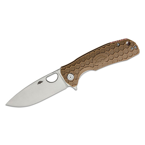 HB Drop Point D2-Steel Blade Knife HBS1 Size: L - Tan (BURGUNDY B/SPACER)