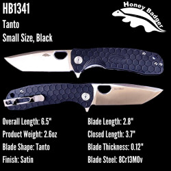 HB Tanto Blade Knife Size: S- Black